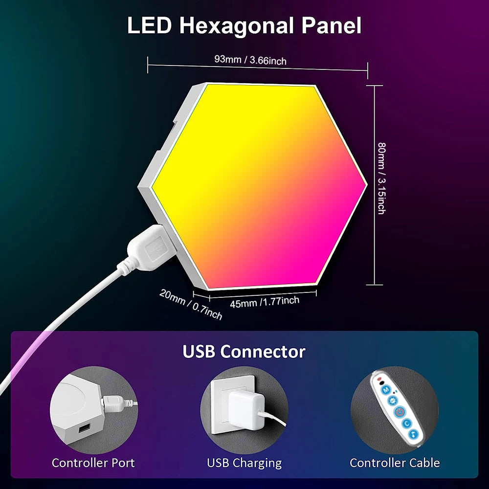 Multicoloured RGB Smart Hexagon Wall Lamps - Glow Home