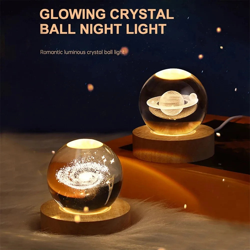 3D Glowing Crystal Ball - Space Designed Light - Glow Home