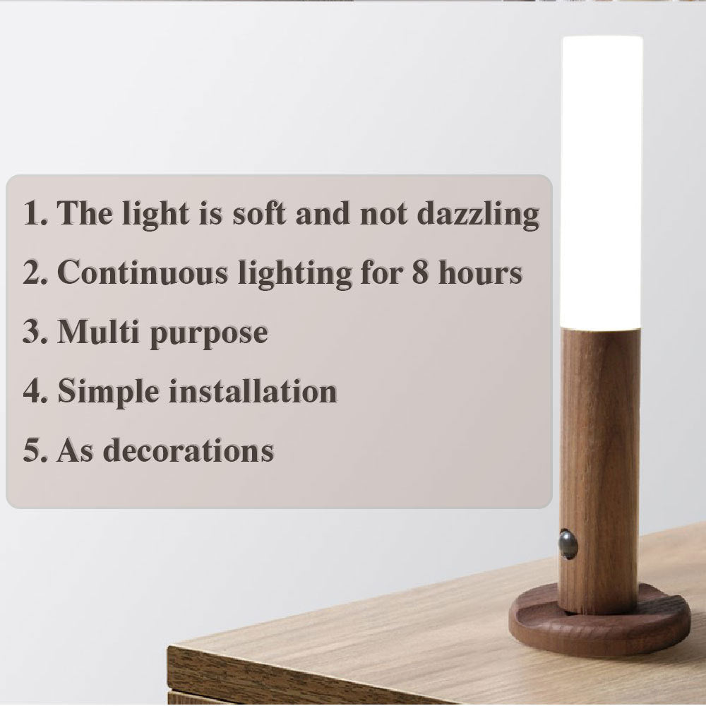 Auto LED USB Magnetic Wood Wireless Night Light Corridors Porch Lights PIR Motion Sensor Wall Light Cabinet Lamp - Glow Home